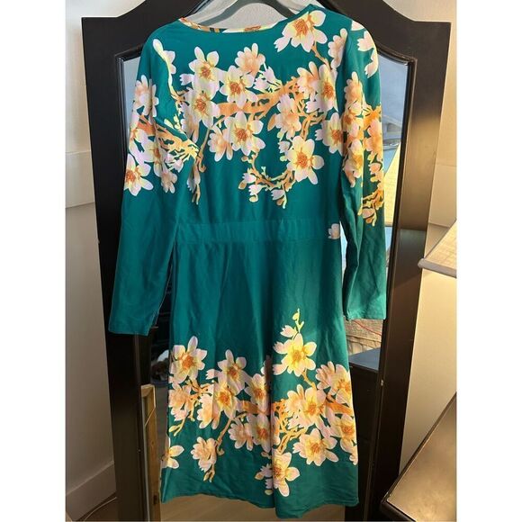NEW Green Floral MIDI Dress Large - Picture 2 of 2